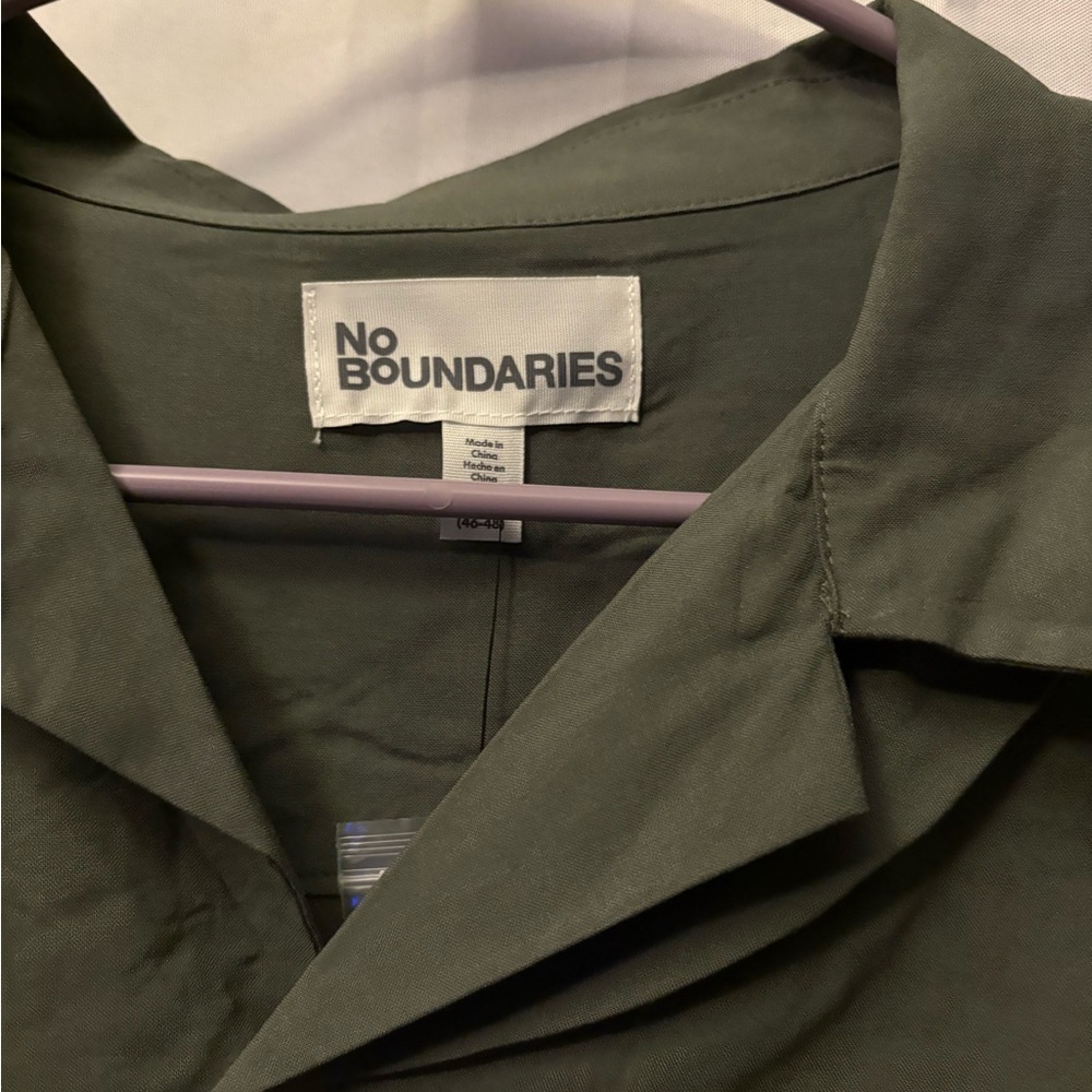 No Boundaries Dark Green Button-Up Shirt